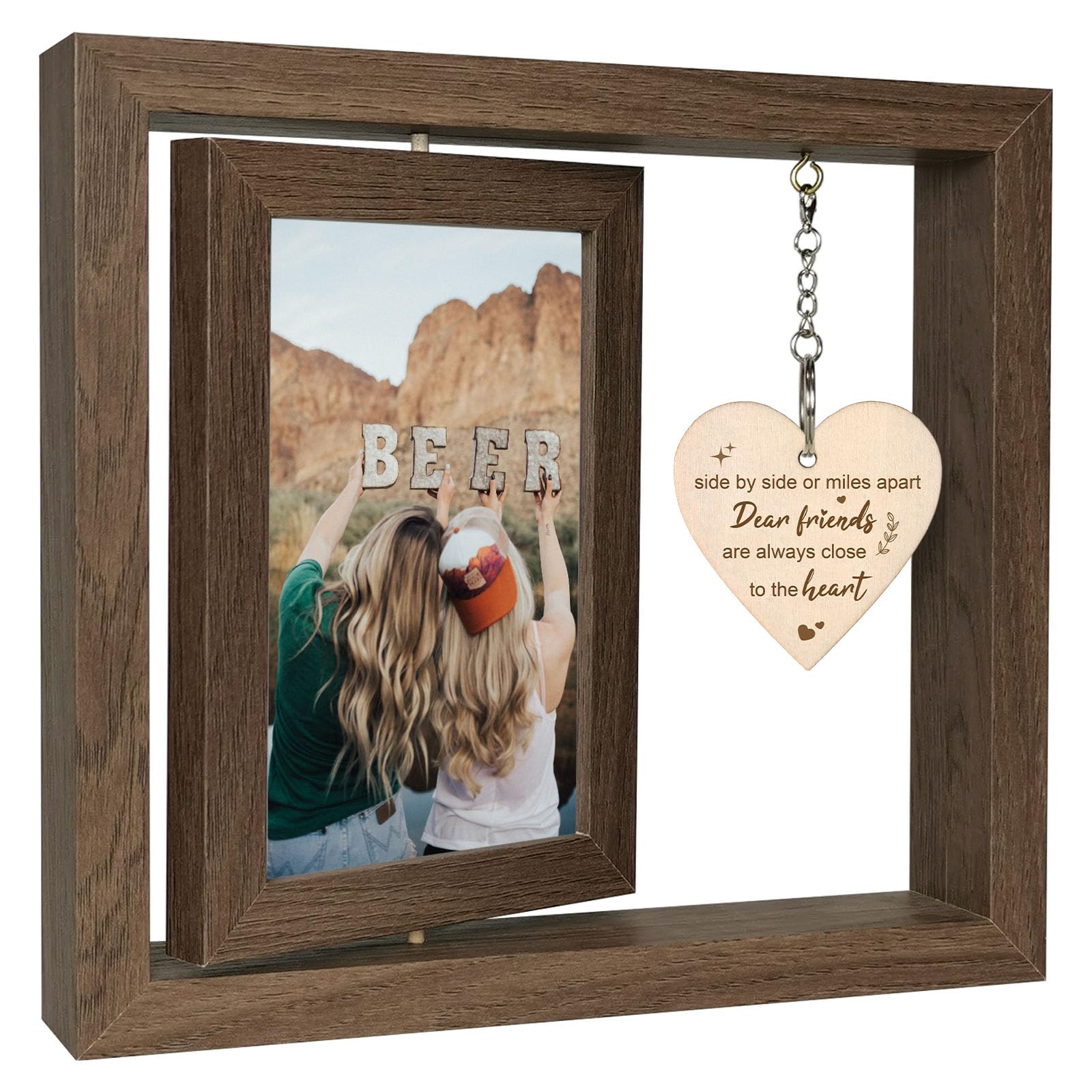 Side by Side or Miles Apart - Dear Friends Are Always Close to the Heart Photo Frame Best Friend Friendship Gifts for Her Women (Dis Two 15x10 cm)