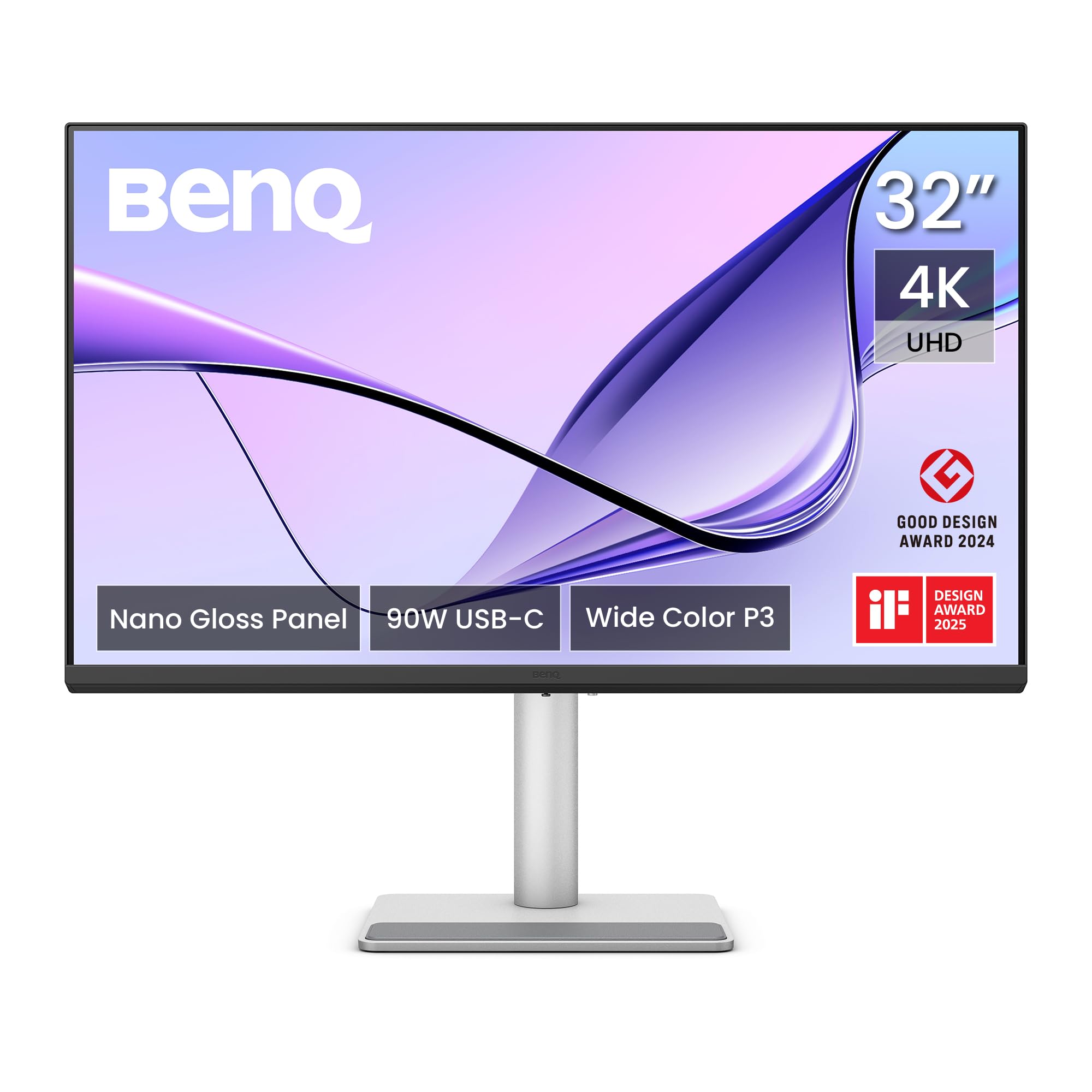 BenQ MA320UP 32” 4K 3840x2160 Monitor for MacBook® Pro/Air, Dual USB-C, 90W Power Delivery, Mac Color Match, USB Hub, Brightness & Volume Control on Mac, Height & Tilt Adjustable Stand, P3 Color Gamut