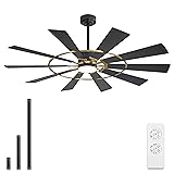 WINGBO 72" Windmill Ceiling Fan with Lights, 3
