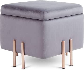 Beautify Taburete Cuadrado con Almacenamiento con Pies en color Oro