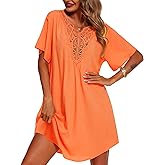 Supnier Women's Bathing Suit Cover Up Dress Lace Crochet V Neck Summer Beach Bikini Swimsuit Coverup