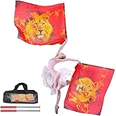 Kuabiz 2 Set 67" x 43.3" Praise Worship Flags with Flexible Rod Consuming Fire Worship Flag Praise Dance Flags Worship Angel Wing For Girls Adults Beginner Dance Church Performance (Lion)