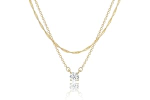 Tewiky Dainty 14k Gold Plated/Silver Cubic Zirconia Necklaces for Women, Simple CZ Jewelry Necklaces Trendy Gifts