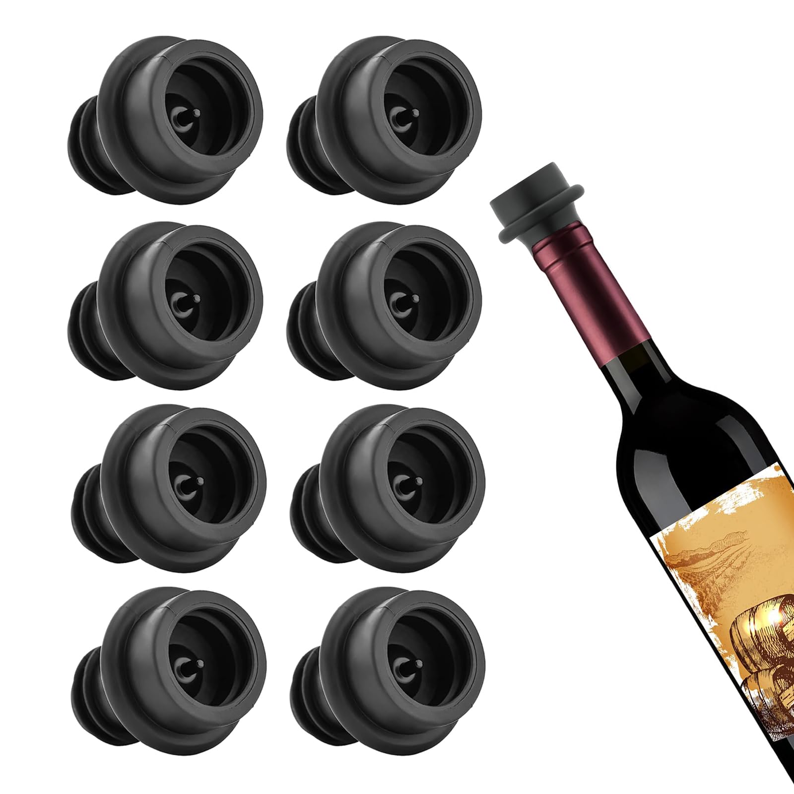 8 Pcs Wine Stopper, Wine Stopper Vacuum, Wine Bottle Stoppers, Reusable Wine Stoppers Vacuum Stoppers Bottle Sealer for Wine Bottles Keep Wine Fresh for Wine Beer Champagne