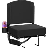 Dayacoco Stadium Seats with Back Support, New Portable Seat for Bleachers | Hold up 264.5lbs, Wide Bleacher Seat with Shoulder Strap &amp; Handle Perfect for Sports Events (Black, 1pcs)