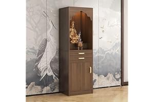 OQTUHWM Altar Table, Solid Wood Meditation Prayer Table, Chinese Feng Shui Buddhist Altar Cabinet, Pooja Cabinet for Home or Temple Worship