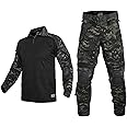 PAVEHAWKE mens G3 Combat Camouflage Knee Pads Tactical Hunting Uniform Sets Paintball Gear Suit, Black Camou, Small