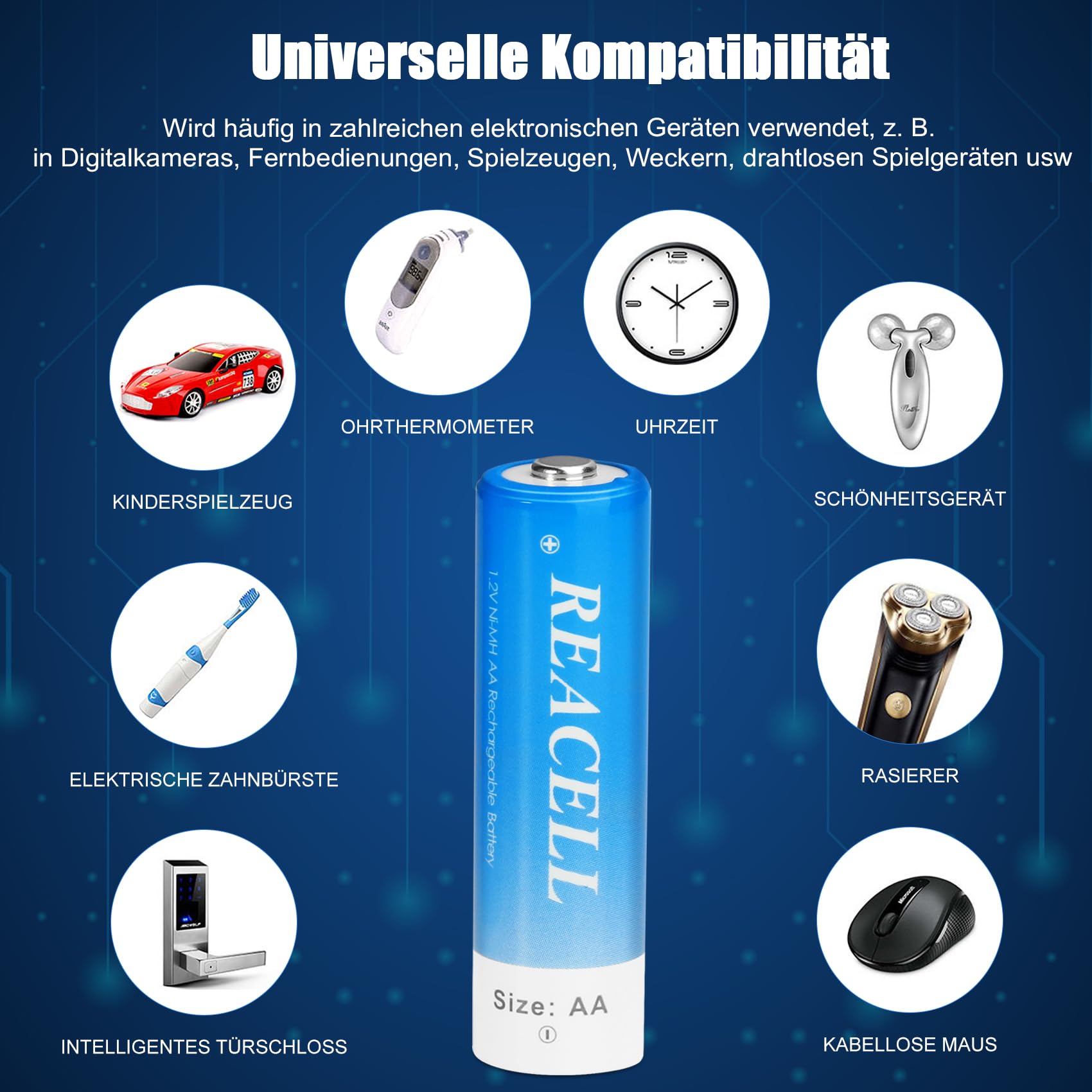 REACELL 1.2V AA NI-MH Wiederaufladbare Batterien mit Aufbewahrungsbox 4