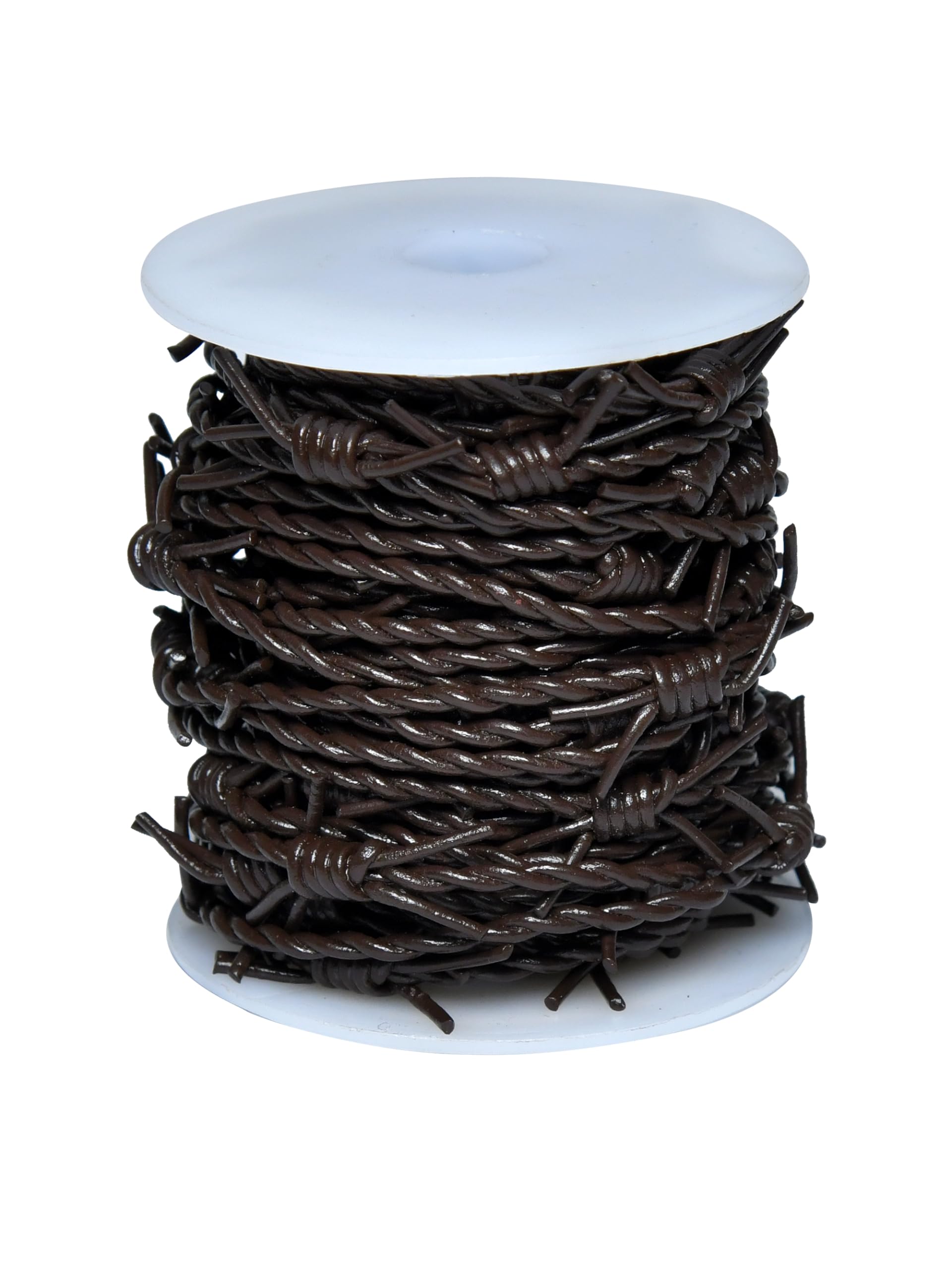 Artificial Barbed Wire Ribbon Trim Real Leather Cord for Party Home Decoration, Gift Boxes, DIY Crafts - 33 Feet Spool by Cords Essentials (Dark Brown)