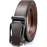 JASGOOD Mens Belt Ratchet Leather Belt for Men Dress Casual with Adjustable Buckle, Automatic Slide Belt Comfort Trim to Fit
