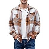 LIFROWI Mens Plaid Shirt Long Sleeve Button Down Shirt Casual Cotton Fashion Lightweight Shirts with Pockets