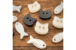 15Pcs Playful Cat & Fishbone Shaped Sewing Buttons - Cute Resin DIY Decorative Buttons for Clothes Shirts Crafts, Ideal for I
