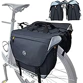 Kinetrail Bike Panniers, 25-35L Expandable Bike Saddle Bag for Rear Rack, Waterproof Large Capacity Reflective Strip Bicycle 