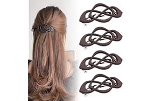 4 Pack Vintage French Barrette Hair Clips, 2026 New Hair Accessories for Women, Strong Hold No Slip Styling (Brown)