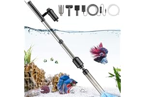 AKKEE Aquarium Vacuum Gravel Cleaner Electric, 6 in 1 Multifunctional 18W Fish Tank Gravel Cleaner Vacuum for Water Changer Wash Sand Water Filter Circulation Aquarium Vacuum Cleaner IP68 Waterproof
