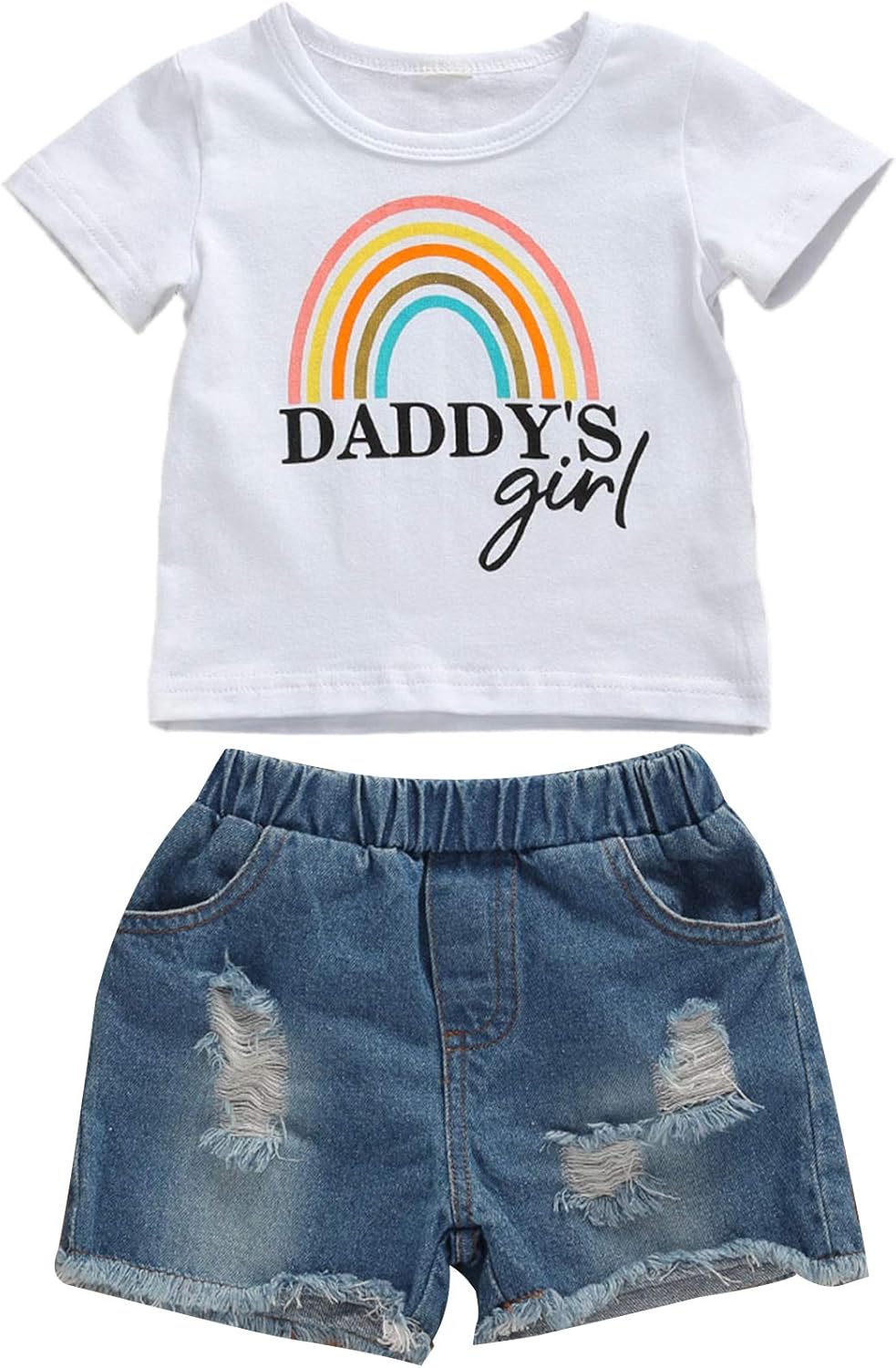 denim rainbow two piece