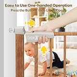 Dripex Wood Pattern Stair Gate for Baby and Pets 75-82 cm Auto Close One-Handed view 2