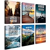 Throwbacktraits Canvas Motivational Wall Art – Set of 6 Inspirational Prints with Uplifting Phrases & Vibrant Images, Eco-Friendly & Framed, Ready to Hang for Office Wall Decor, Living Room & Bedroom Décor