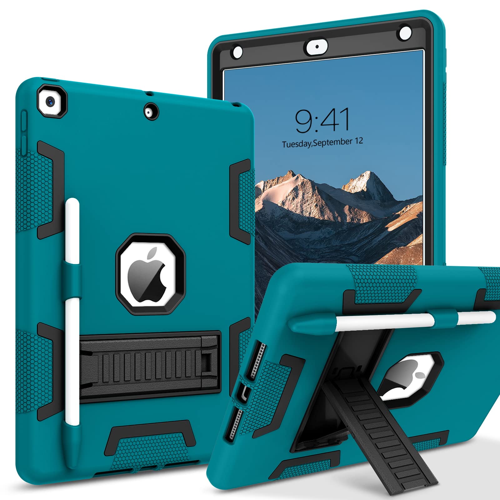 Photo 1 of BENTOBEN for iPad 9th Generation Case, iPad 8th Generation Case, iPad 7th Gen Case, iPad 10.2 2021/2020/2019 Case, 3in1 Heavy Duty Rugged Protective Cover with Stand Pen Holder, Deep Blue/Black