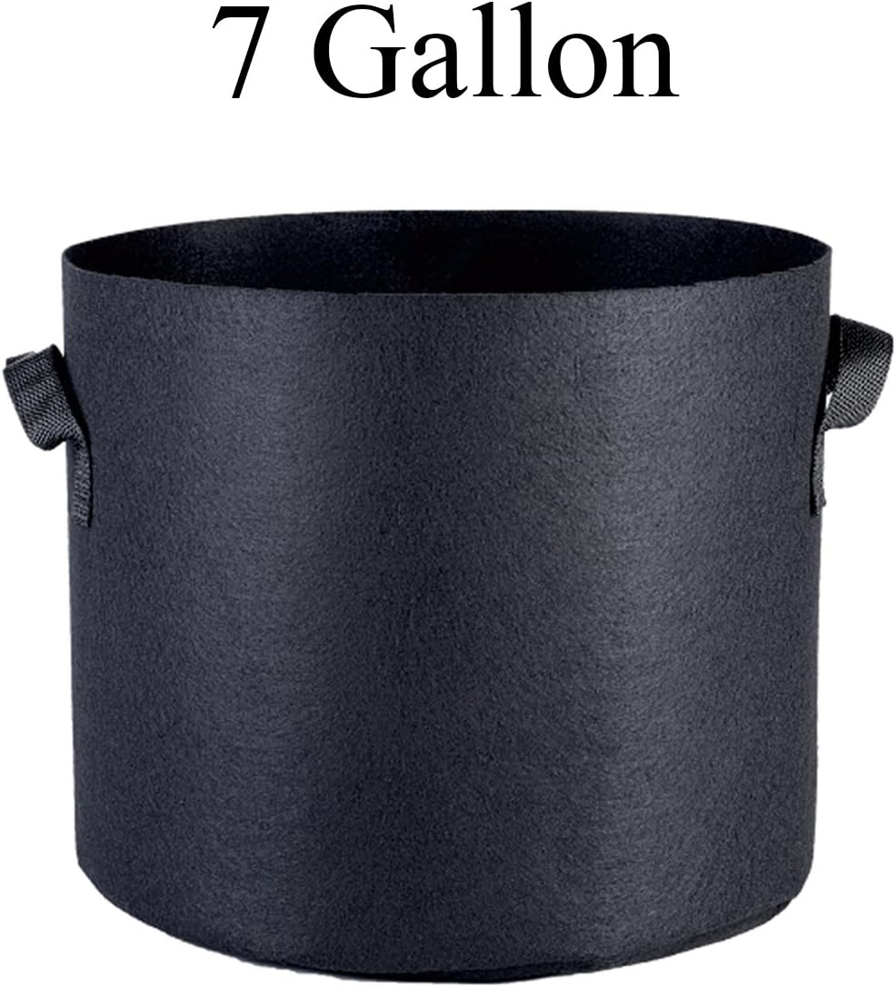PrimeGarden 3 /6 /12 /24-Pack 1 2 3 5 7 10 15 20 25 30 45 65 100 Gallon Grow Bags Heavy Duty Plant Aeration Fabric Nursery Pots Container for Gardening Plants, Flowers & Vegetables (12-Pack, 7 Gallon)