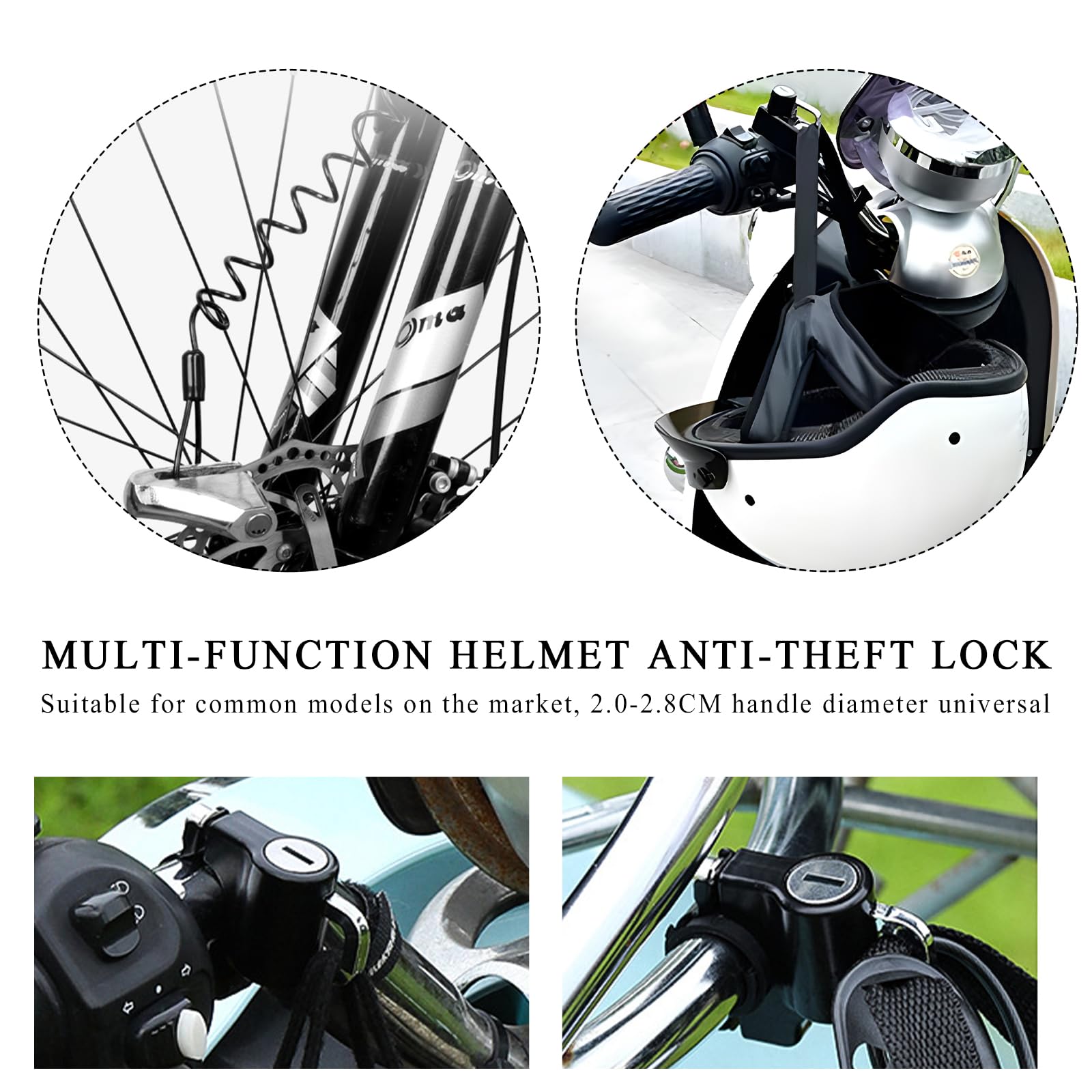 Motorcycle Helmet Lock Anti-Theft, Metal Helmet Safety Lock with 2 Keys, Tamper-Proof Helmet Security Lock Fit for Motorbike Scooter Street Bike, Motorcycle Accessories (Black)