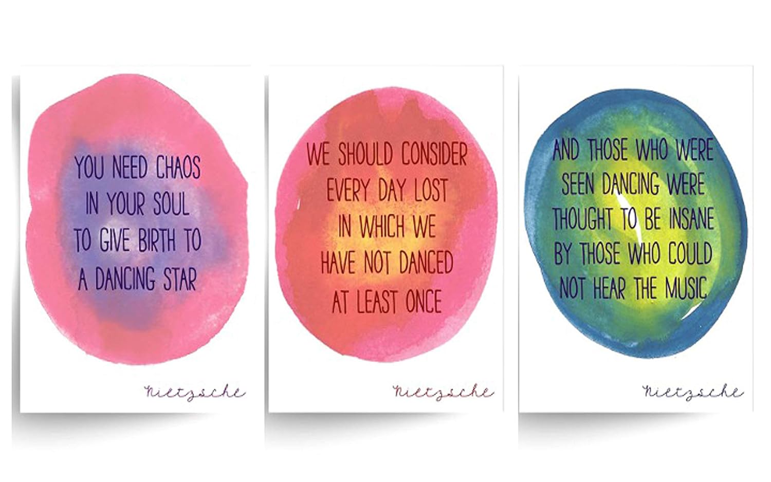 Amazon.com: Set of 3 Nietzsche Dancing Quotes - Unframed Typography Art