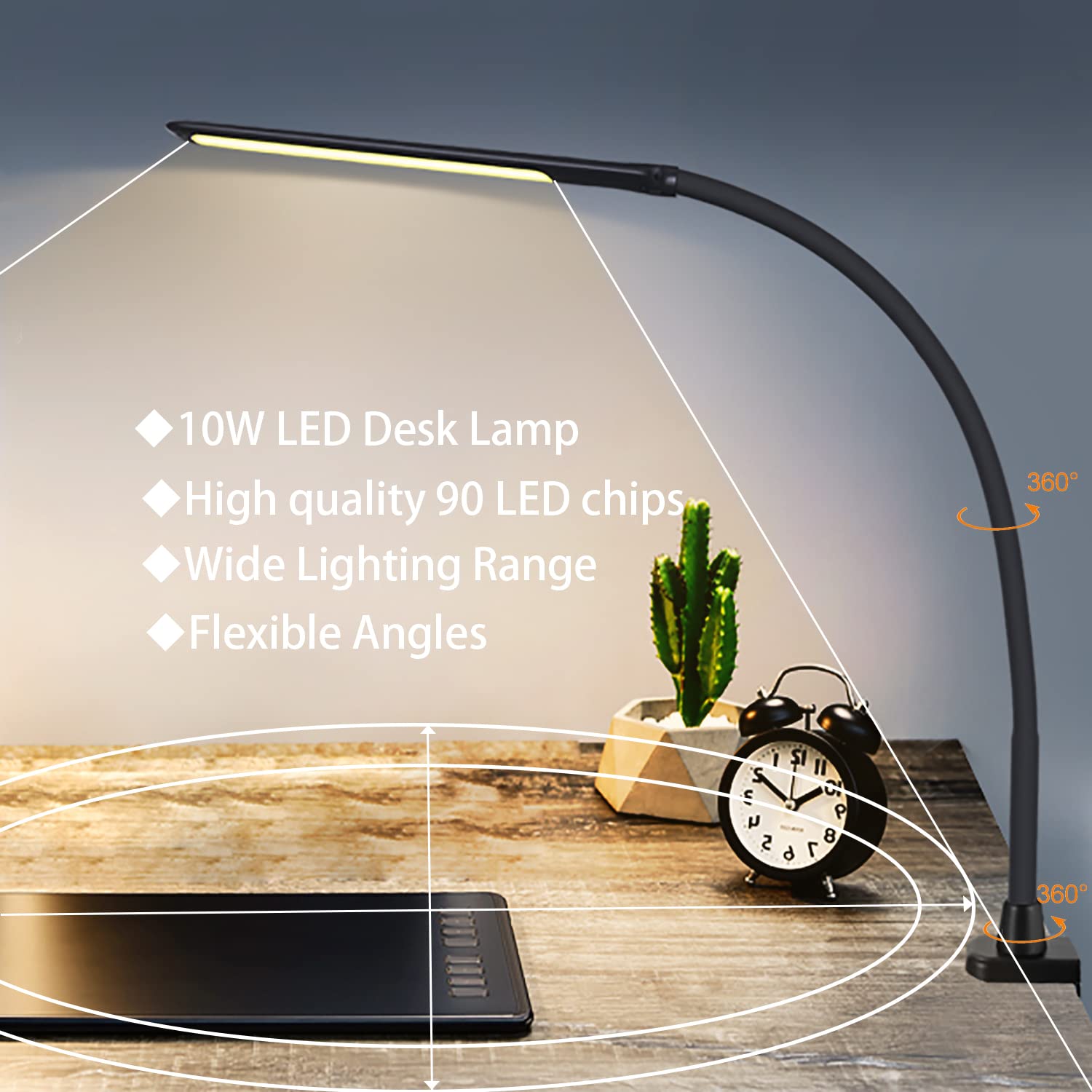 Mua YOUKOYI LED Desk Lamp with Clamp,10W Swing Arm Clamp Lamp, 5