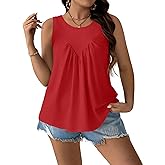 Bliwov Womens Tank Tops Crewneck Sleeveless Trendy Summer Casual Shirts Loose Fit Plus Size Beach Vacation Workout Clothes