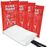 RKZCT Fire Blankets Emergency for Home - 4 Pack 40"x40" Fire Blanket for Home and Kitchen, Fire Retardant Blankets, Fiberglass Fireproof Blanket for Camping