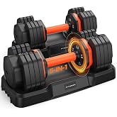 FITPLAM 25/55LB Adjustable Dumbbell Set, 1-Second Handle Rotation, 5-10 Adjustable Weights, Reinforced Secure Locking, Weights for Home Gym Strength Training, Men &amp; Women