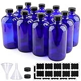 PINIWON 12 Pack 16 oz Cobalt Blue Glass