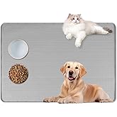 Bartuke Cat Food Mat, 40" x 28" Extra Large Silicone Pet Feeding Mat with Raised Edge Pet Placemat for Food and Water Bowl Non-Slip, Easy to Clean, Floor Protection (Grey)