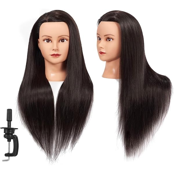 Hairlink Mannequinkopf Mit Echthaar – Übungskopf Für Friseure & Styling, 61-66 Cm Lang, Braun, Inkl. Ständer