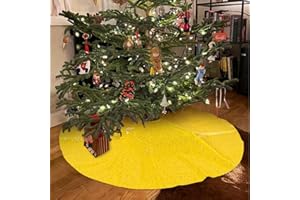 DUOBAO 24'' Tree Skirt Small Christmas Tree Skirt 60 Christmas Tree Skirt Santa Christmas Tree Skirt for Xmas Event Xmas Holiday Decor （24inch, Yellow）