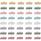 Ruwado 40 Pcs 2025 Enamel New Year Charms Colorful 0.7 x 0.3 Inch Metal Vintage Pendants for Women DIY Jewelry Making Necklace Earring Bracelets Crafting Project Supplies