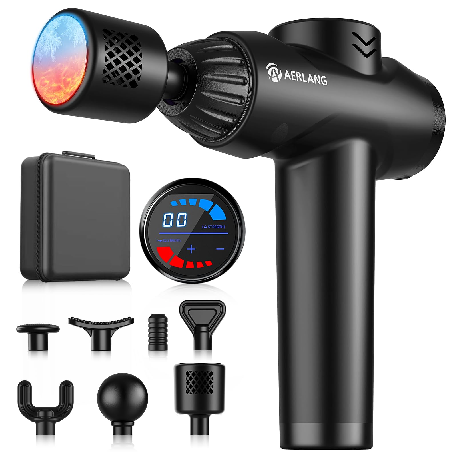 Photo 1 of AERLANG Massage Gun with Heat and Cold,Deep Tissue Massage Gun, Back and Neck Massager for Pain Relief,Muscle Percussion Massager,Handheld Messager with 7Heads&Silent Birthday Gifts for him