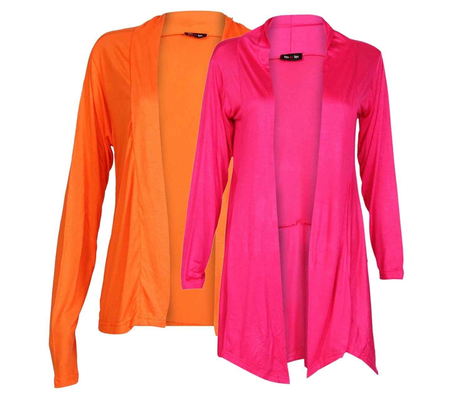 ten on ten women's cotton full sleeved shrug (fsnshrg-36, orange and pink, free size)