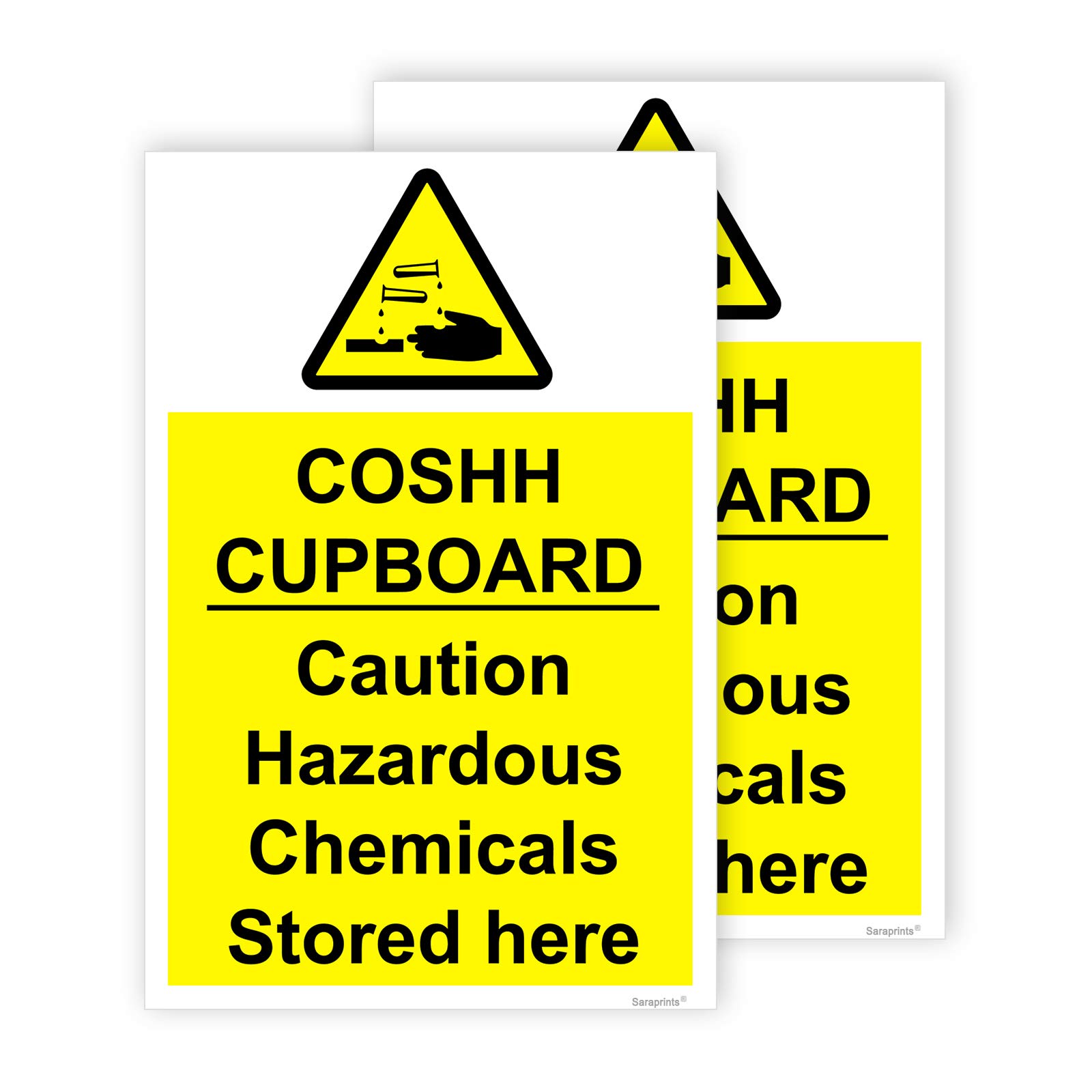 Pack of 2 COSHH Sticker Self Adhesive Waterproof COSH Sign 200mm x 300mm V1088