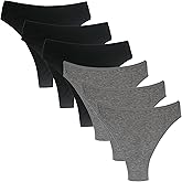 Amwounu High Waisted Cotton Thongs Underwear For Women Breathable Sport Athletics Panties High Rise Plus Size Multipack