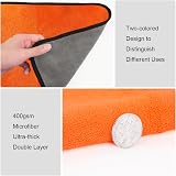 URAQT Microfiber Cloths 6 Pack Car Cleaning 60x40cm Orange Grey 400gsm view 3