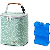 BABEYER Breast Milk Cooler Bag with Ice Pack Fits 4 Baby Bottles Up to 9 Ounce, Baby Bottle Bag for Nursing Mom Daycare-Green