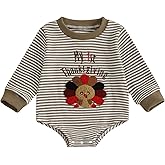 Giraropa My First Thanksgiving Baby Boy Outfit Smocked Bubble Romper Ruffle Jumpsuit Cute Newborn Infant Fall Winter Clothes