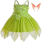 ZKR Tinkerbell Costume Fairy Dress for Toddler Girl Kid Halloween Cosplay Outfits 3T 4T