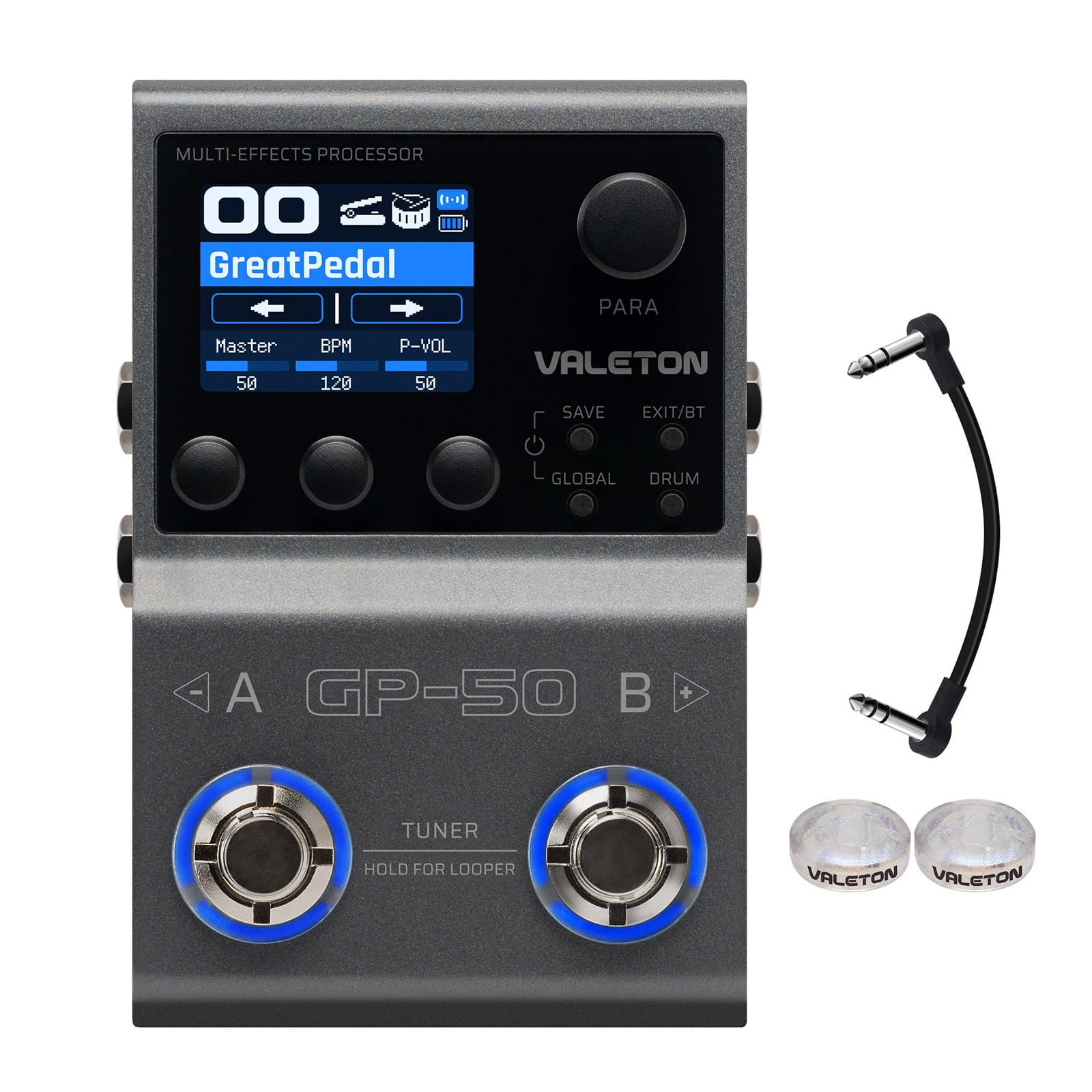 Photo 1 of Valeton GP-50 Multi-Effects Processor | NAM & IR Loader with 100+ HD Effects, 9 Simultaneous Modules, BT App Control, 100 Patch Slots for Guitar/Bass