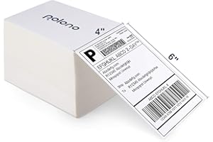 POLONO Genuine 4" x 6" Direct Thermal Shipping Label, Thermal Label (Pack of 500), Perforated Fanfold Labels Compatible with POLONO PL80E, PL70E, PL60 Label Printer, BPA & BPS Free, Commercial Grade