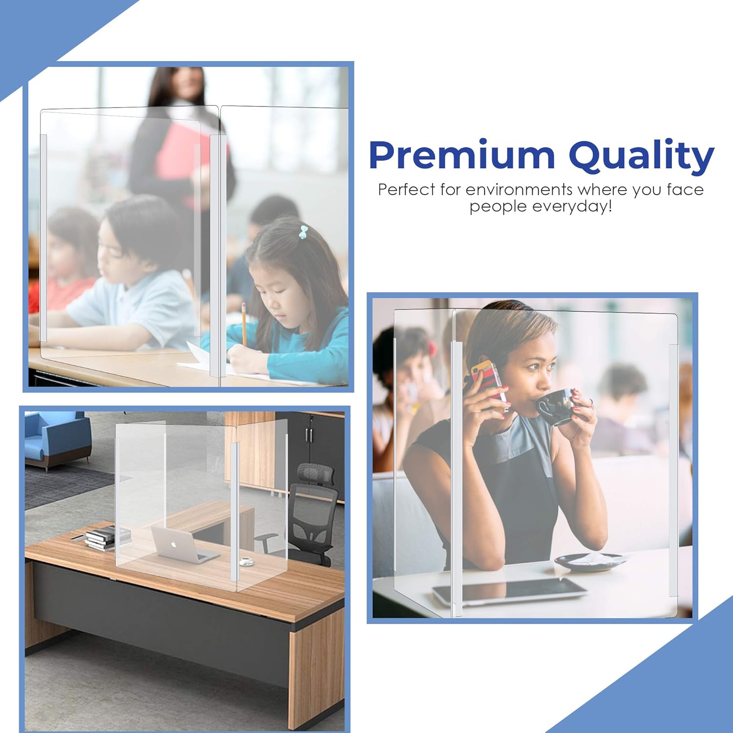 Folding Sneeze Guard for Students | NO Cutout Student Desk Barrier Shield | Adjustable Acrylic Plexiglass Countertop Barrier| Portable Protective Shield | 20''W×24''H×13.8''D: Home Improvement