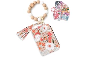 Angyape Women Boho Beaded Wallet Keychain Wristlet Wallet for Women Tassel Silicone Keychain Card Holder Small Purse Gifts