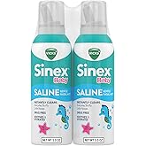 VICKS Sinex Baby Saline Nasal Spray, Drug Free Gentle Nasal Mist, Instantly Clears Everyday Stuffy Little Noses, Soothes & Hydrates, Safe For Daily Use, Gentle For All Ages, 5 OZ x 2