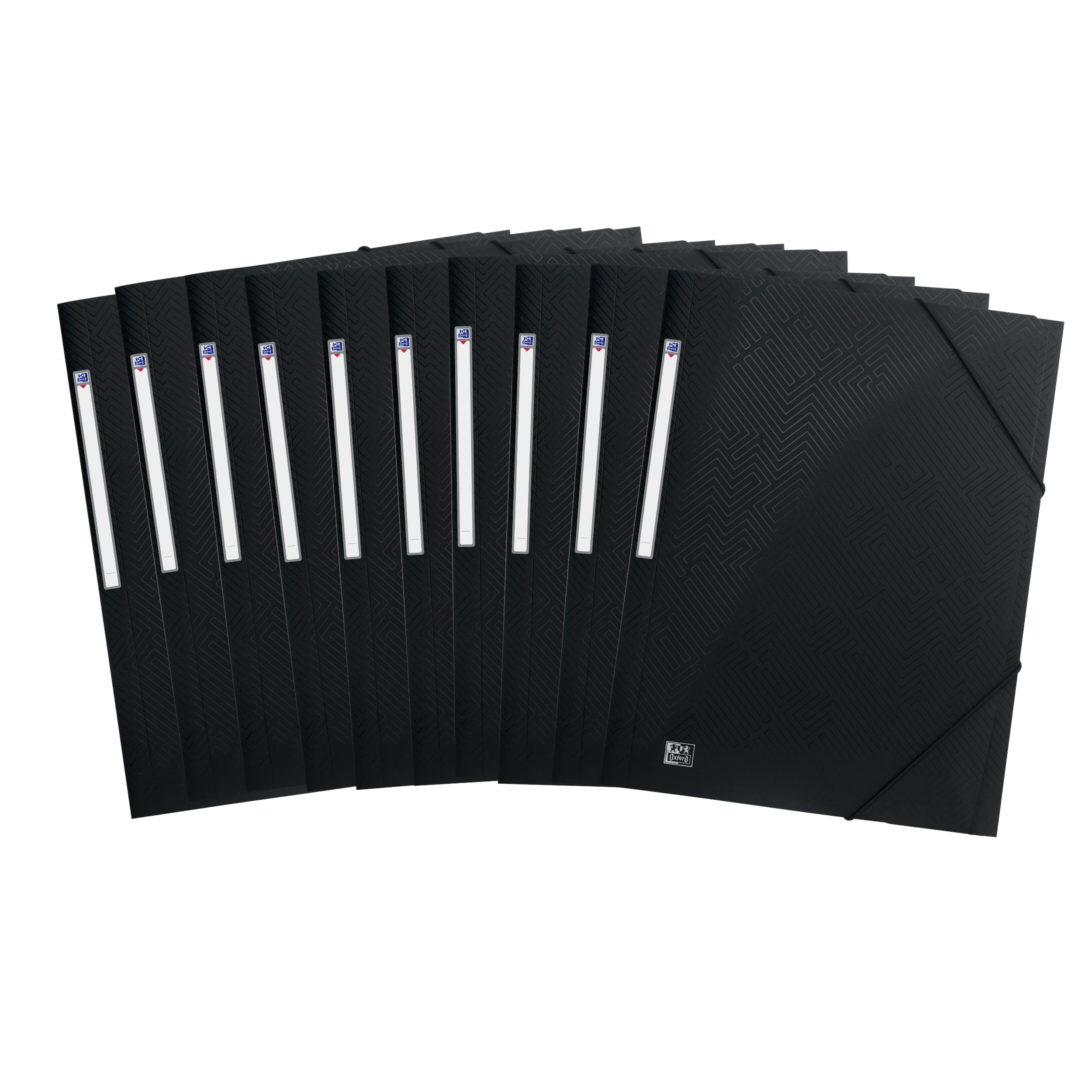 ELBA Urban 400104347 Folder with Elasticated Corners, Pack of 10, Plastic, DIN A4, Opaque Black, with 2 Elastic Straps, Document Folder, Ideal for Office and Mobile Organisation