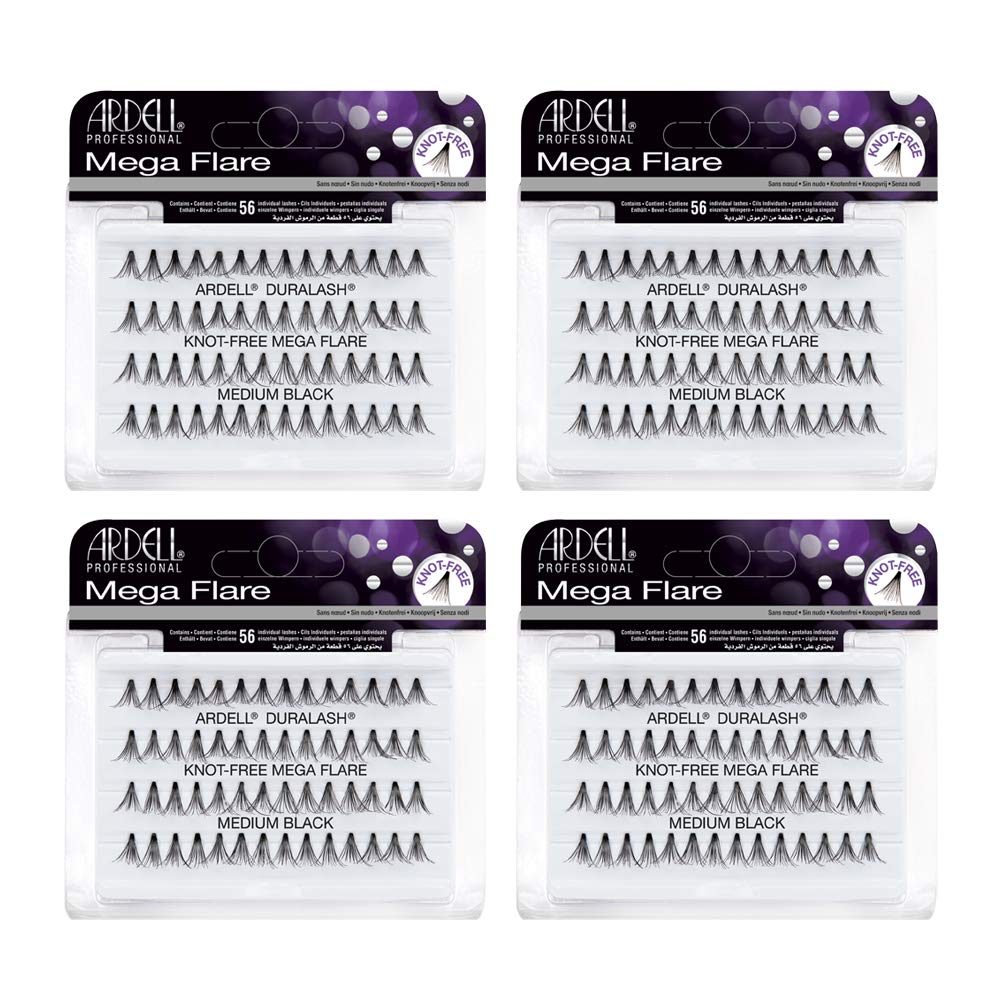 Ardell False Eyelashes Mega Individuals Knot-Free Medium Black 4 Pack